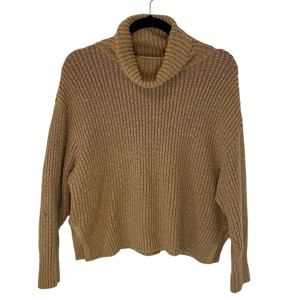 ZARA Brown Ribbed Knit Turtleneck Sweater Size Small - Picture 2 of 7